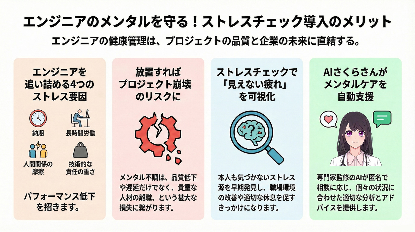 エンジニアのメンタルを守る!ストレスチェック導入のメリット