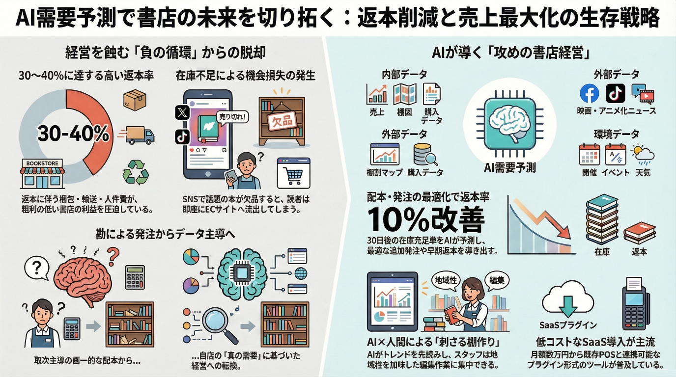 AI需要予測で書店の売上を最大化する｜返本率を下げ、利益率を改善する生存戦略
