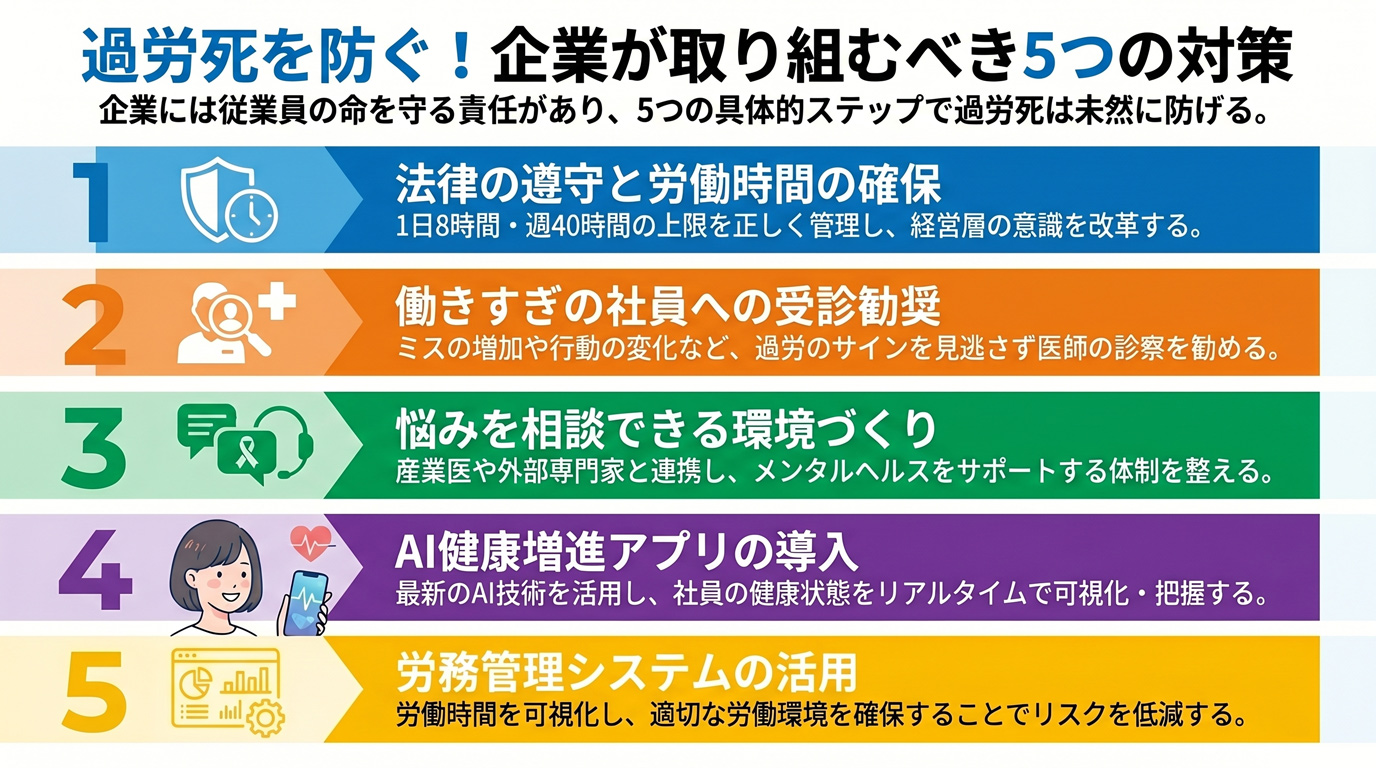 過労死を防ぐ!企業が取り組むべき5つの対策