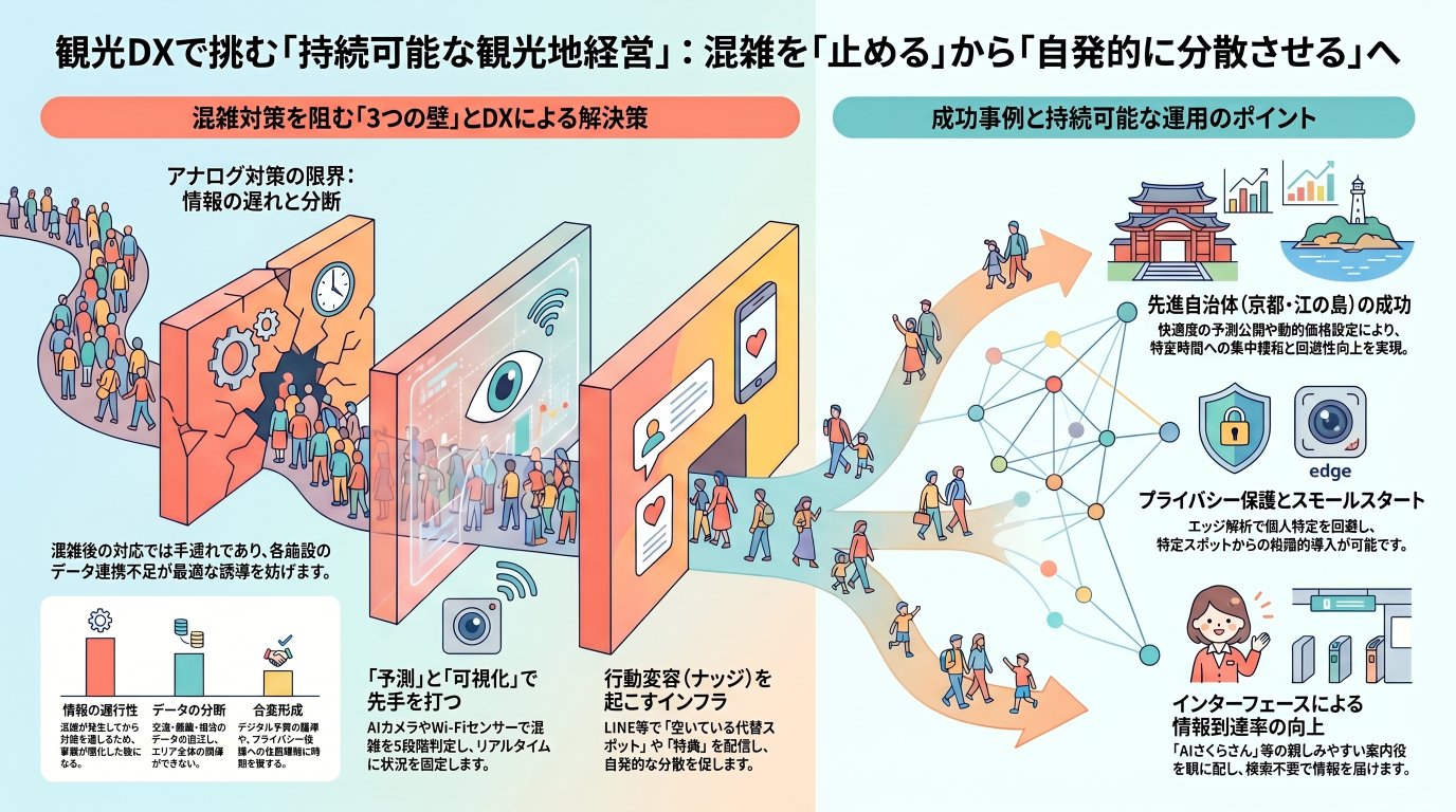 観光需要の増加とDXを活用した自治体の混雑対策:持続可能な観光地経営への転換