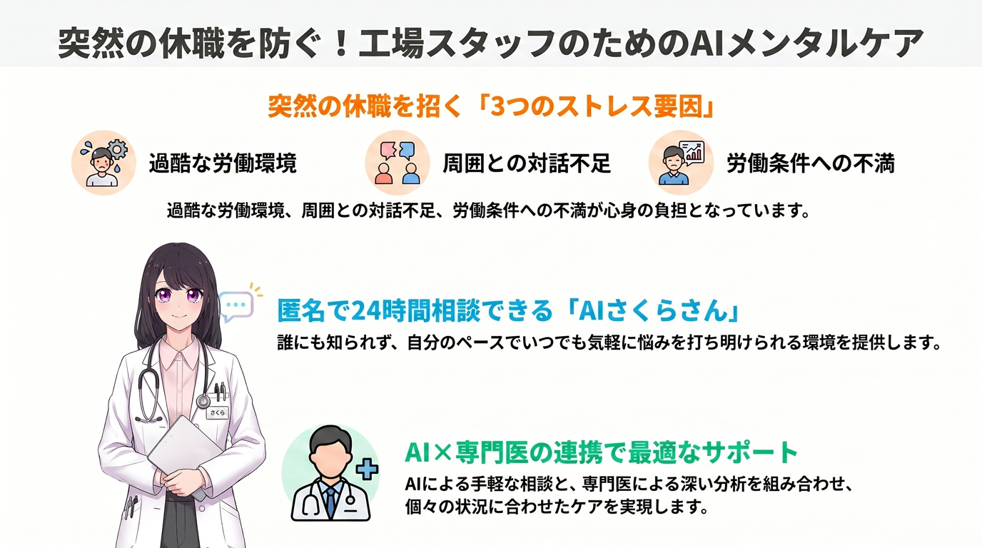 突然の休職を防ぐ!工場スタッフのためのAIメンタルケア