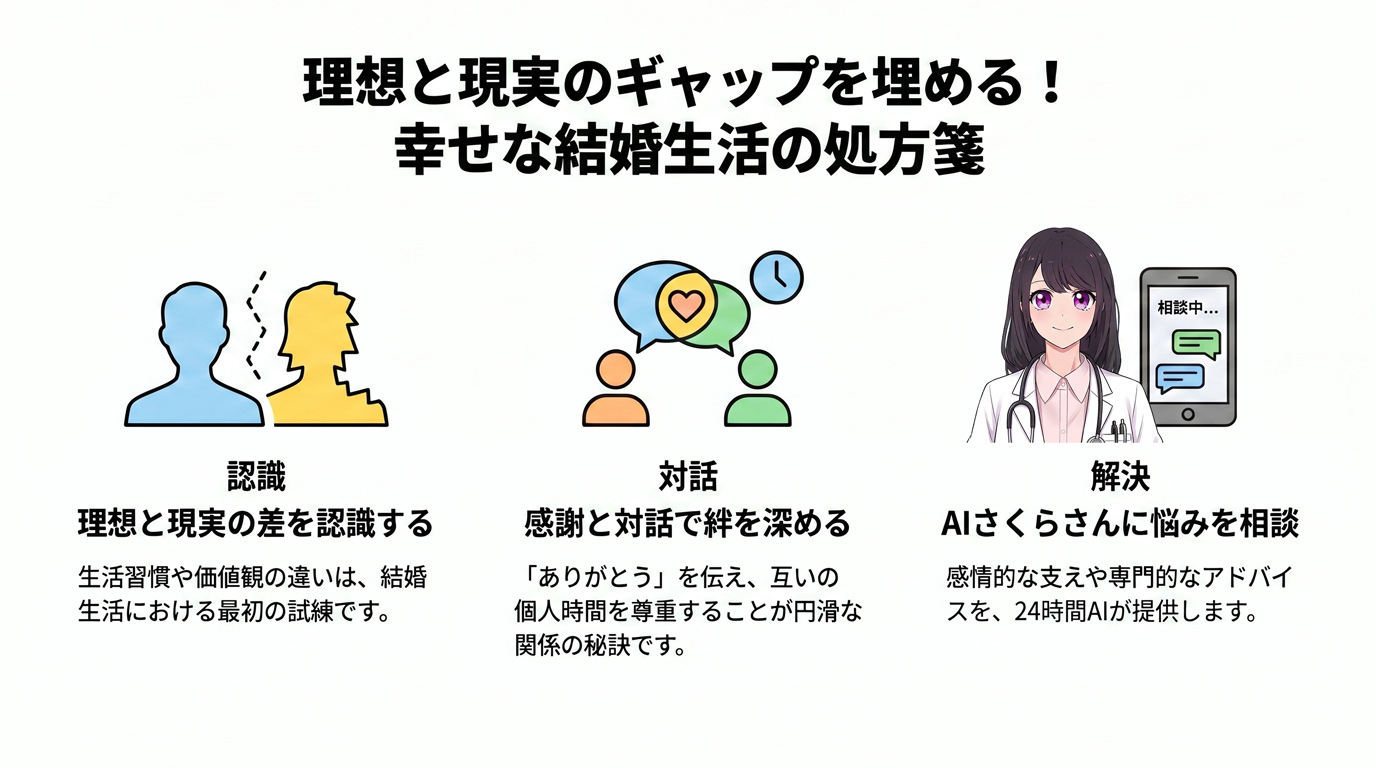 理想と現実のギャップを埋める!幸せな結婚生活の処方箋