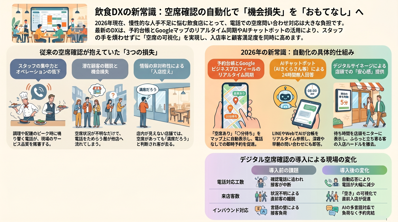 飲食DXで広がる空席確認の新常識とは？リアルタイム対応で顧客満足度アップ