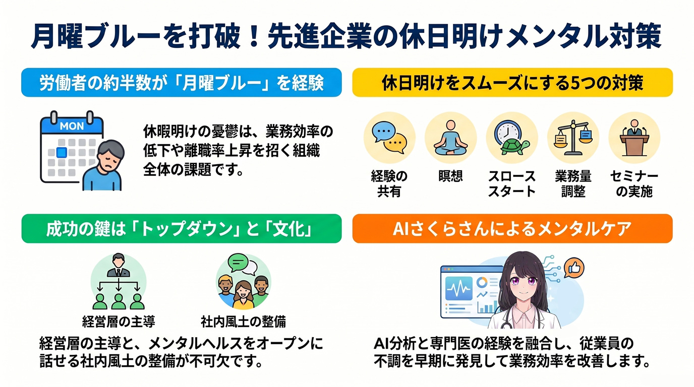 月曜ブルーを打破!先進企業の休日明けメンタル対策