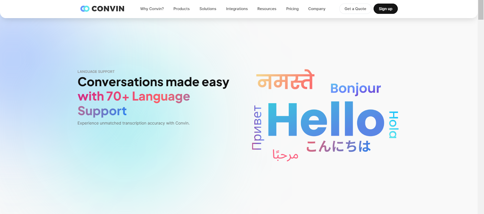 Language support by Convin’s Call Center Software