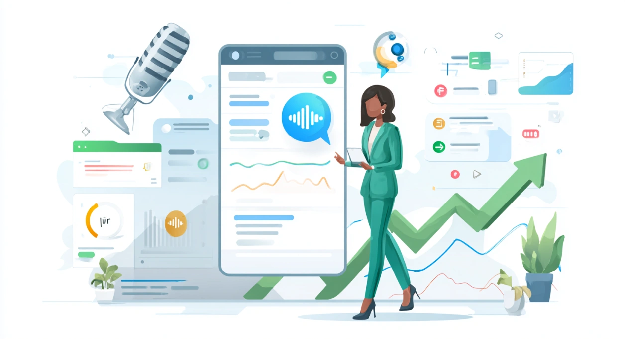 AI voicebot widget on a website engaging a visitor in real time to boost website conversions.