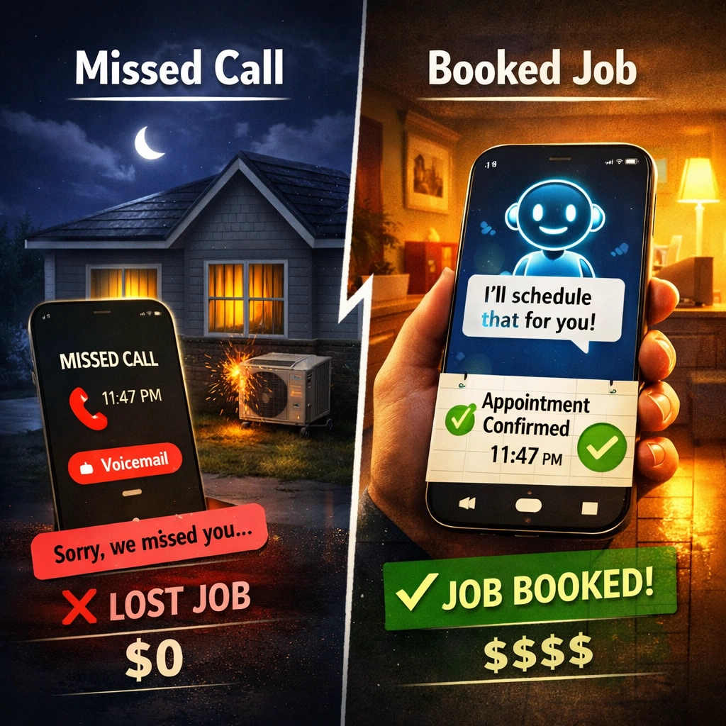 Capture every emergency call with a smart after hours answering service that books jobs while you sleep.