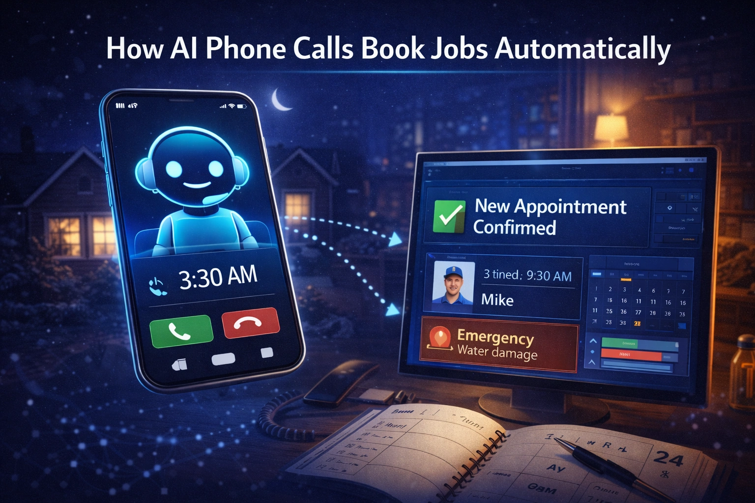 Book jobs instantly with an AI-powered after hours answering service.