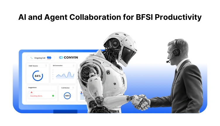 AI and agent collaboration enhancing agent productivity metrics in BFSI with real-time insights.
