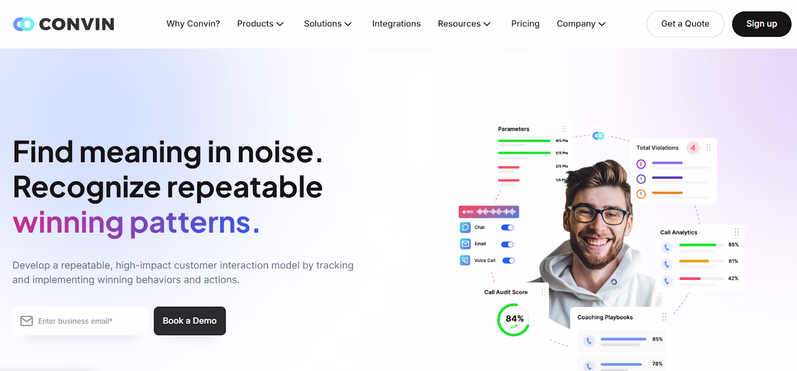 Convin uses AI data analytics to analyze every call at scale.