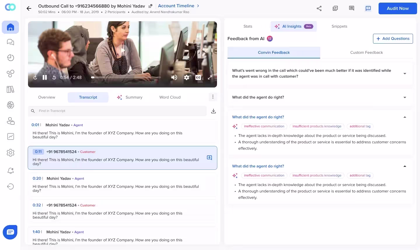 Convin’s AI Insights dashboard for Zillow Flex Agents