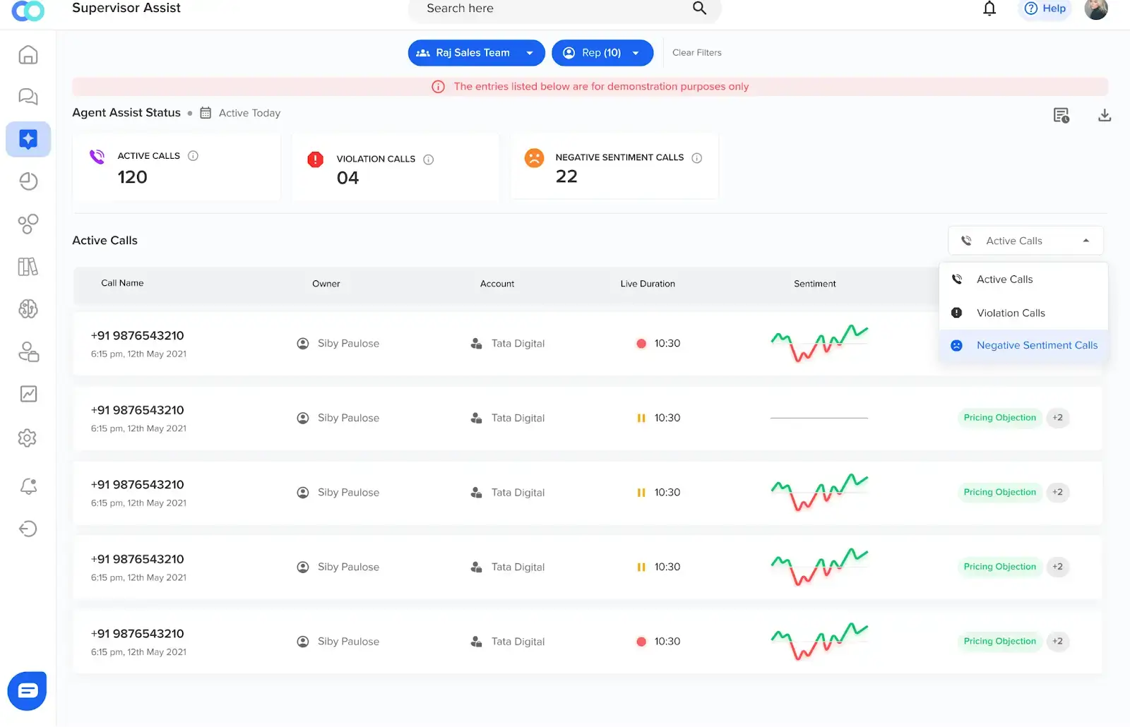 Real-time Supervisor Assist helps in tracking live conversations