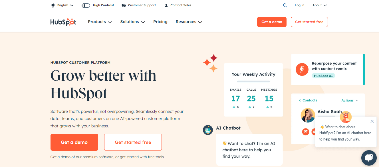 HubSpot Product Page