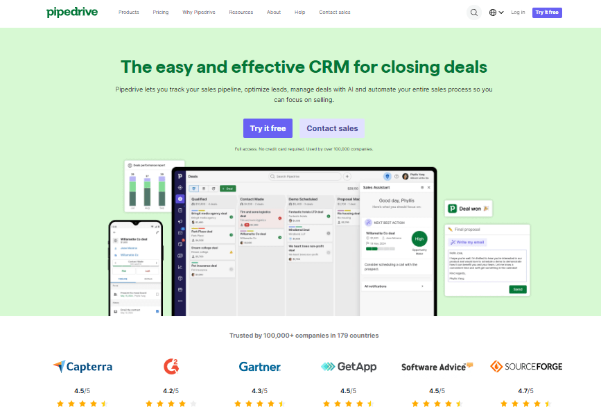Pipedrive Product Page