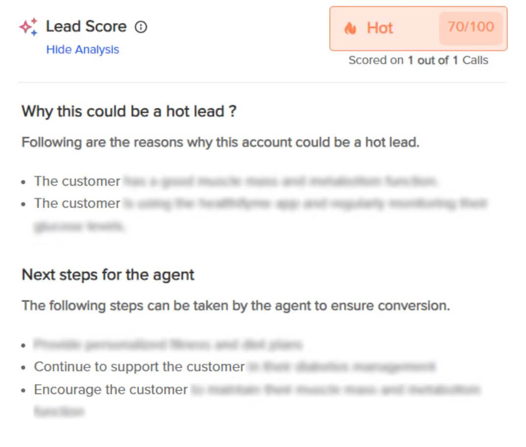 Convin’s Lead score classification for sales SDR
