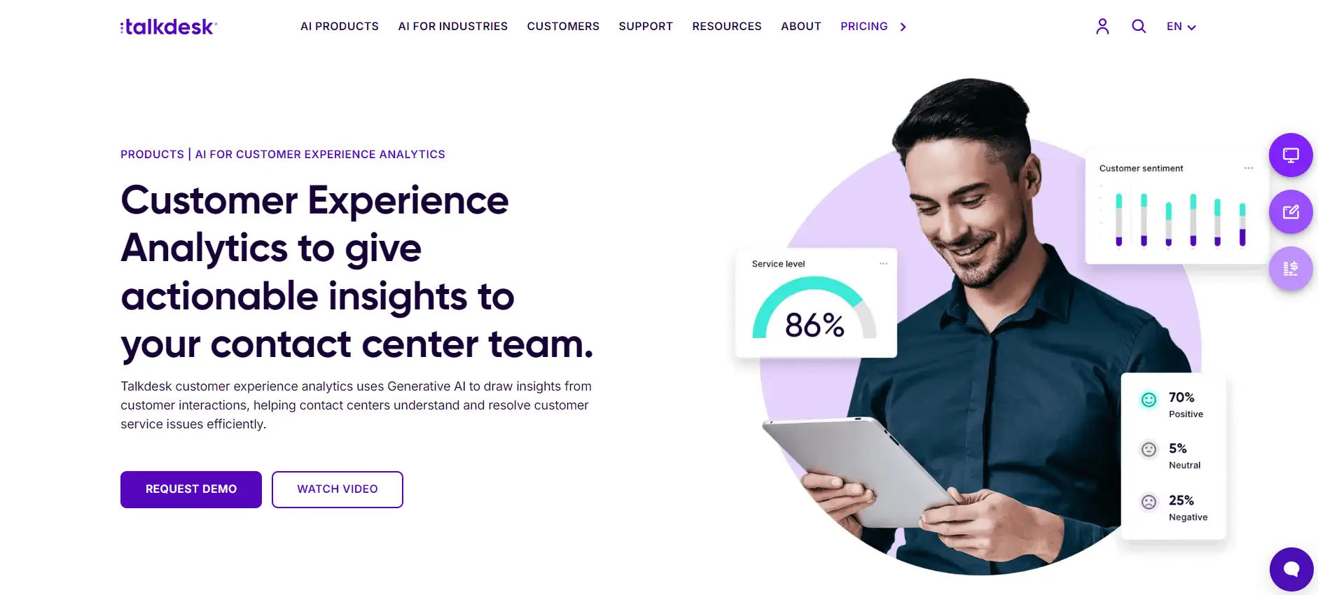 Talkdesk AI Customer Analysis Product Page