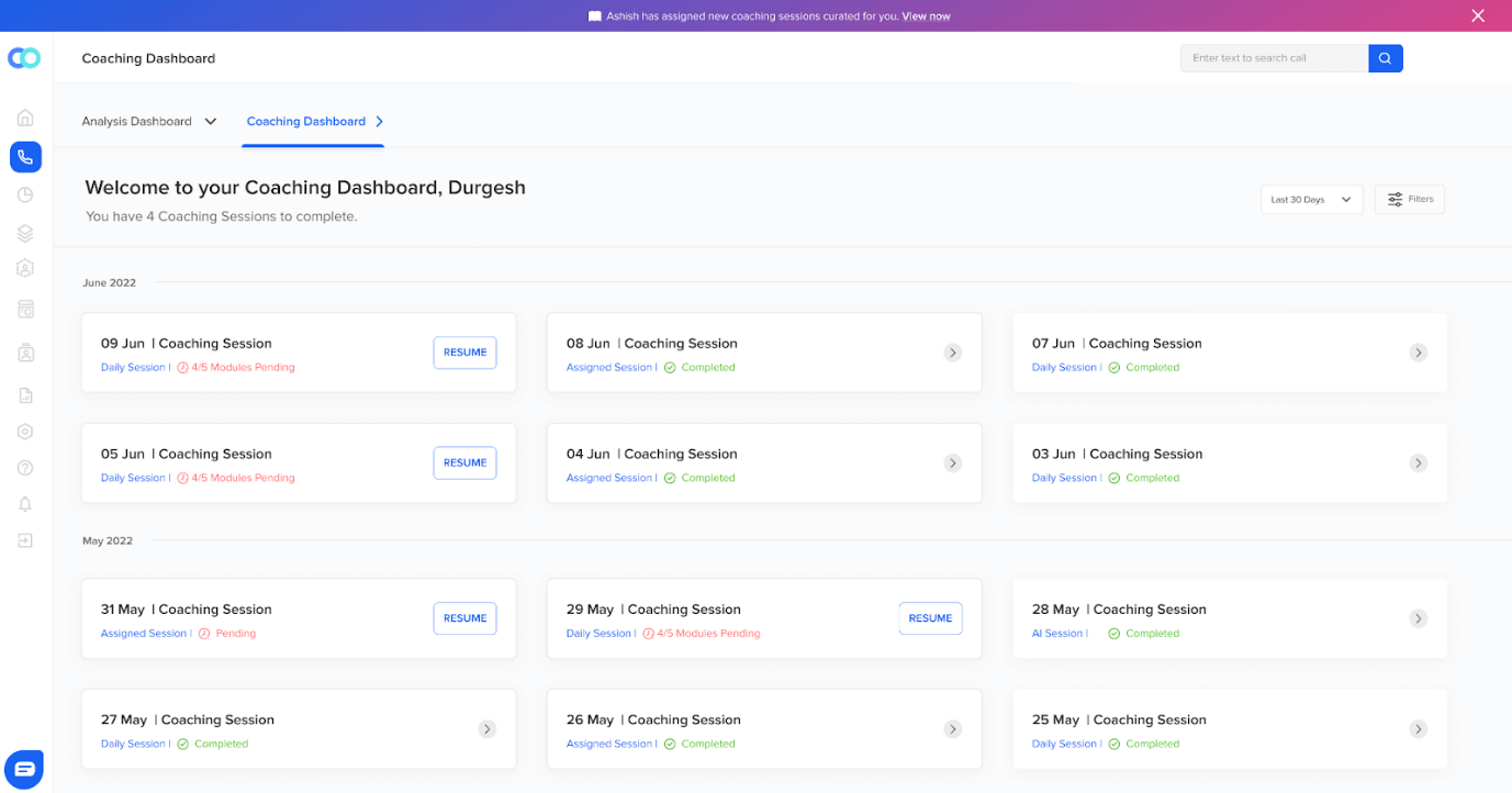 Comprehensive coaching Dashboard