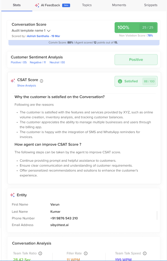 Comprehensive information on a client's level of satisfaction