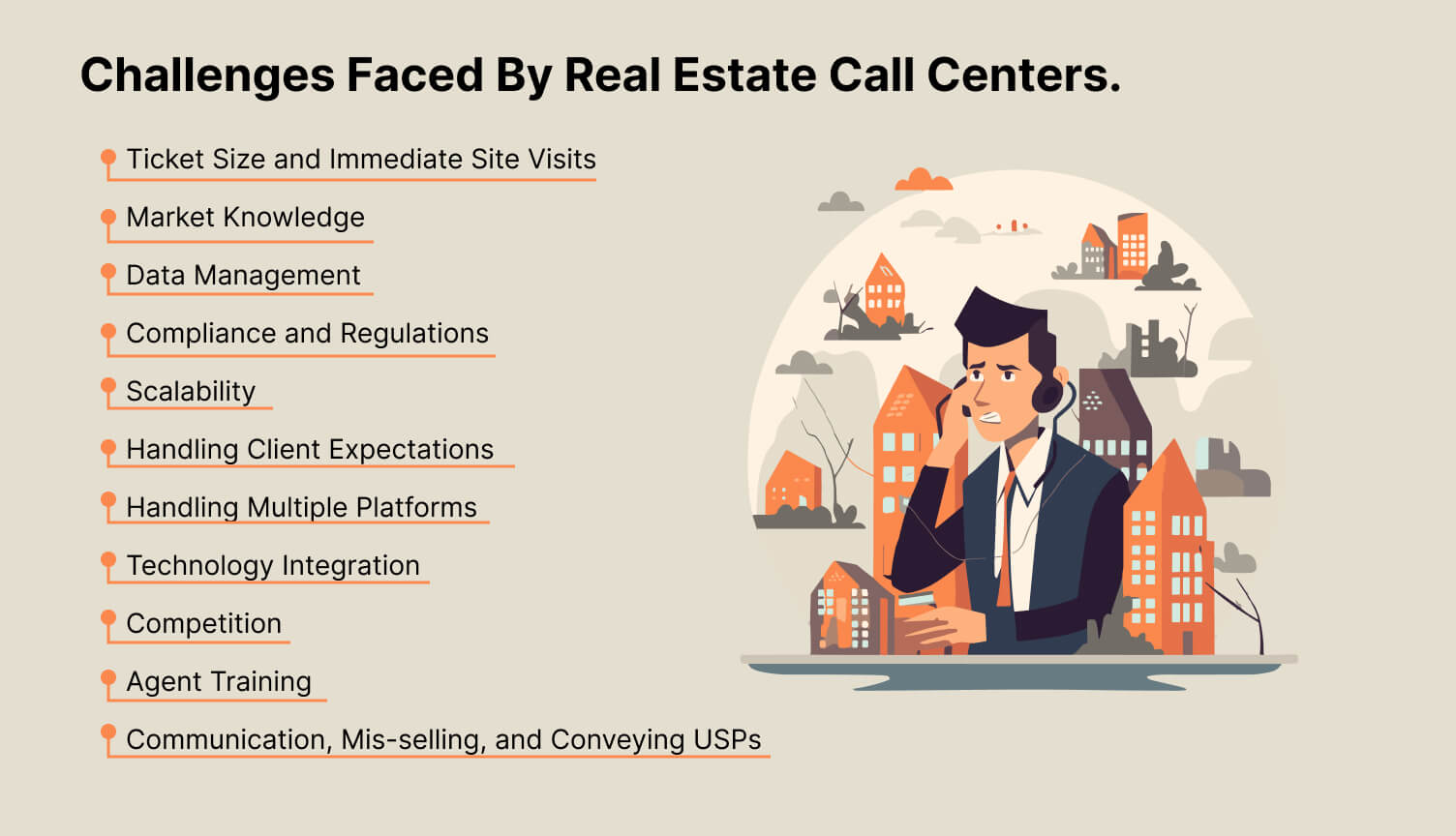 Challenges faced by a real estate call center