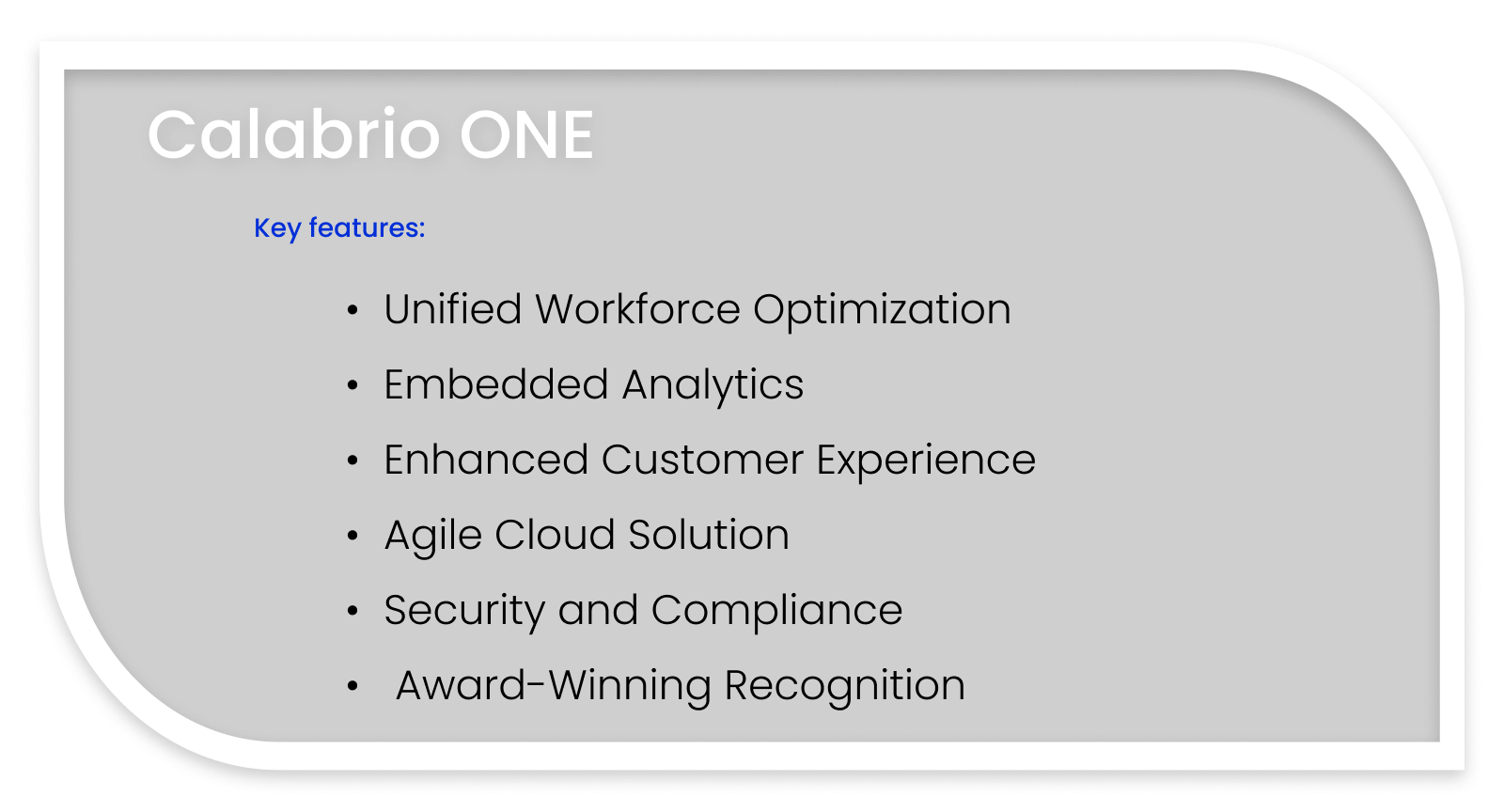 Features of Calabrio ONE call center workforce management