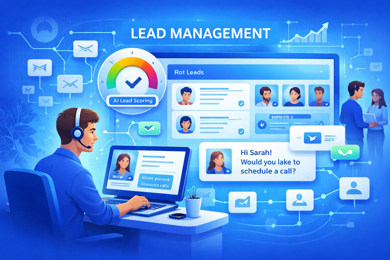 AI lead management dashboard for EdTech CRM with scoring and student follow-up.