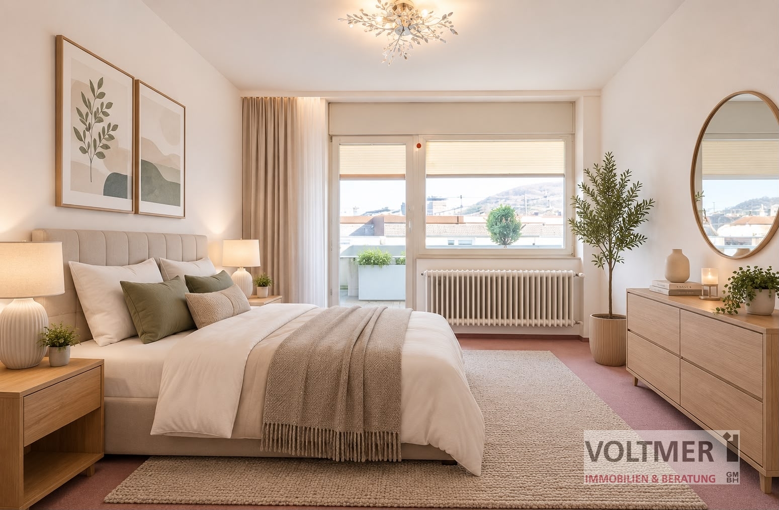 Schlafzimmer mit KI-Staging