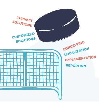 A person wearing a blue hat with words on it