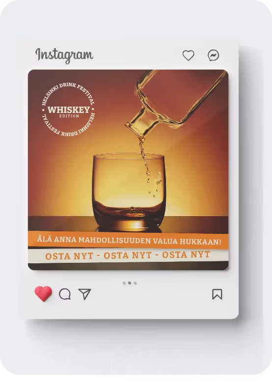 A card with an image of a glass of whiskey