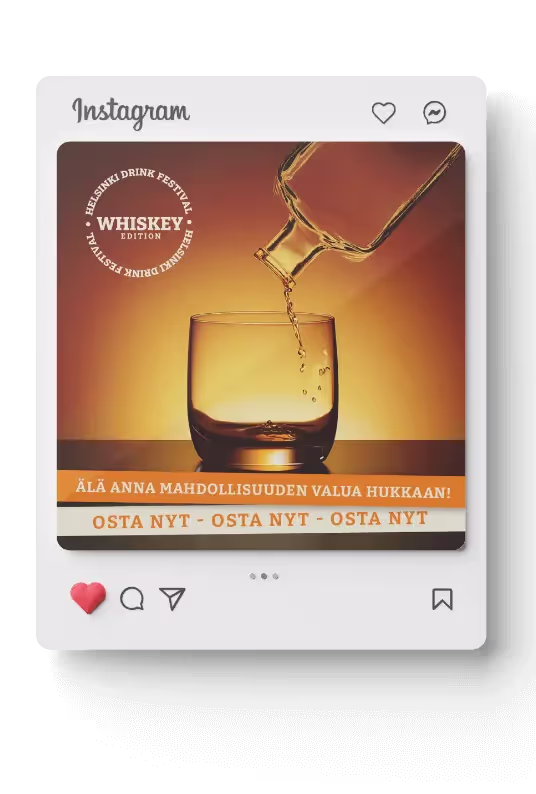 A card with an image of a glass of whiskey