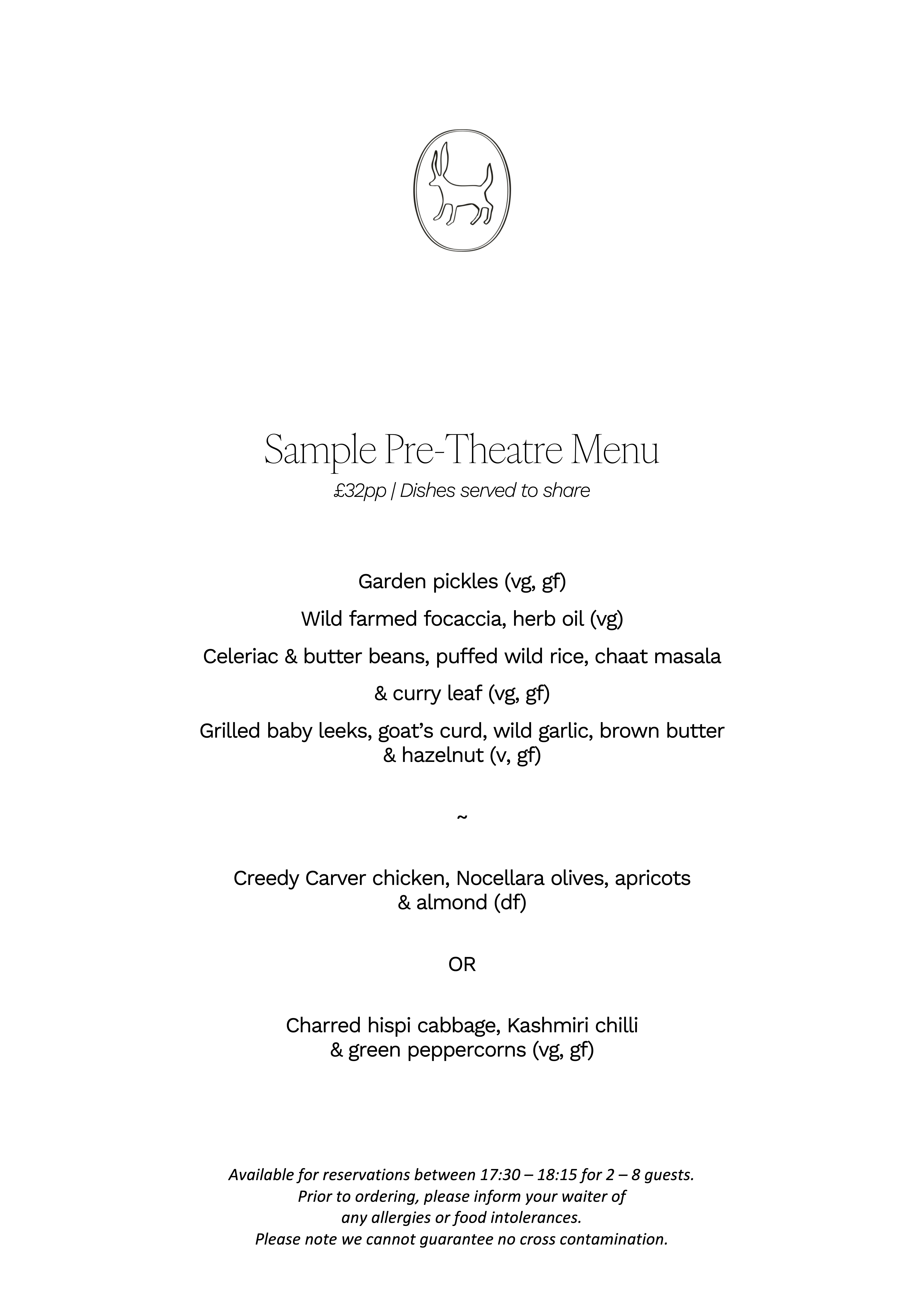 Wild by Tart pre-theatre menu
