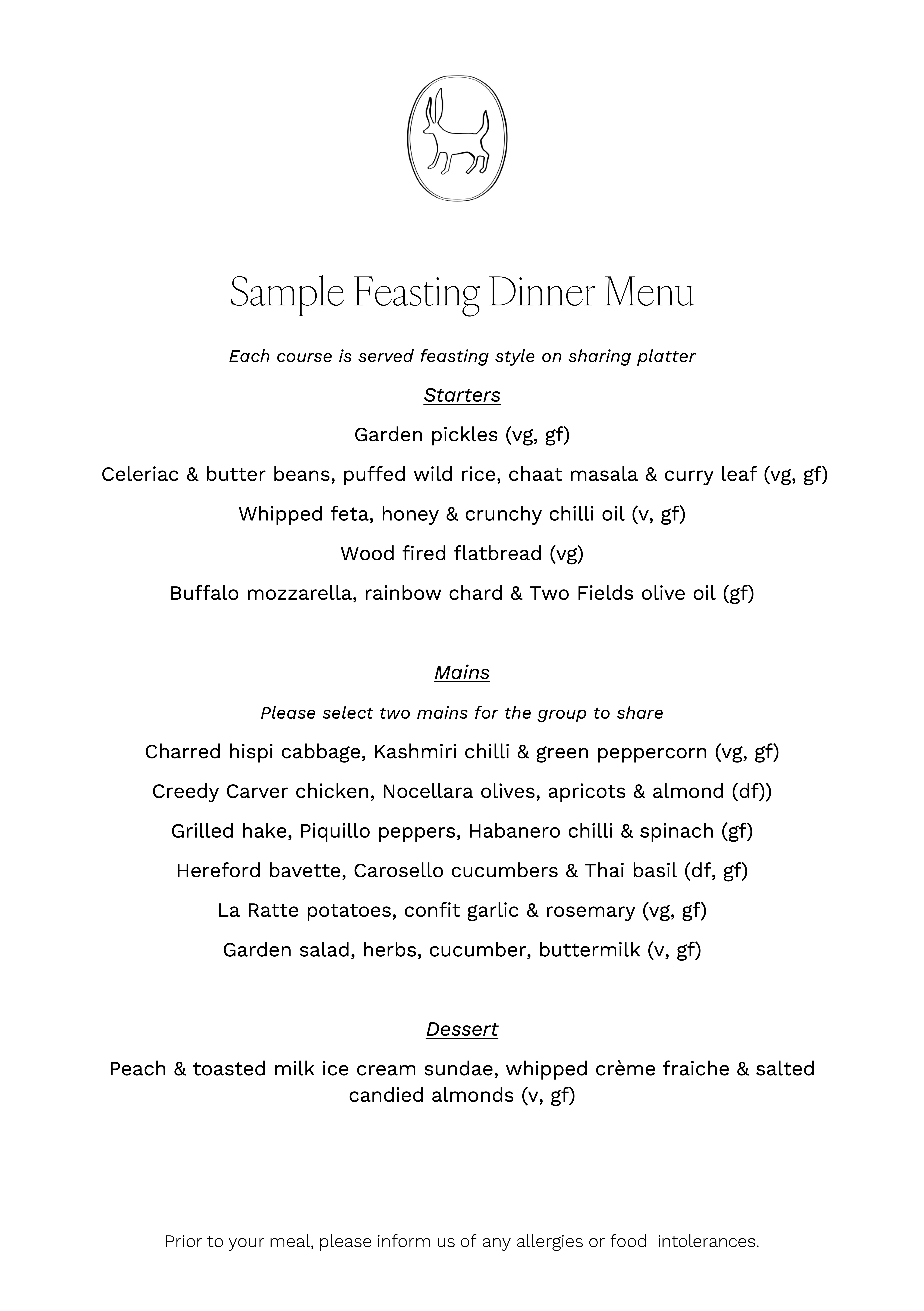 Wild by Tart £75 feasting menu for group dining