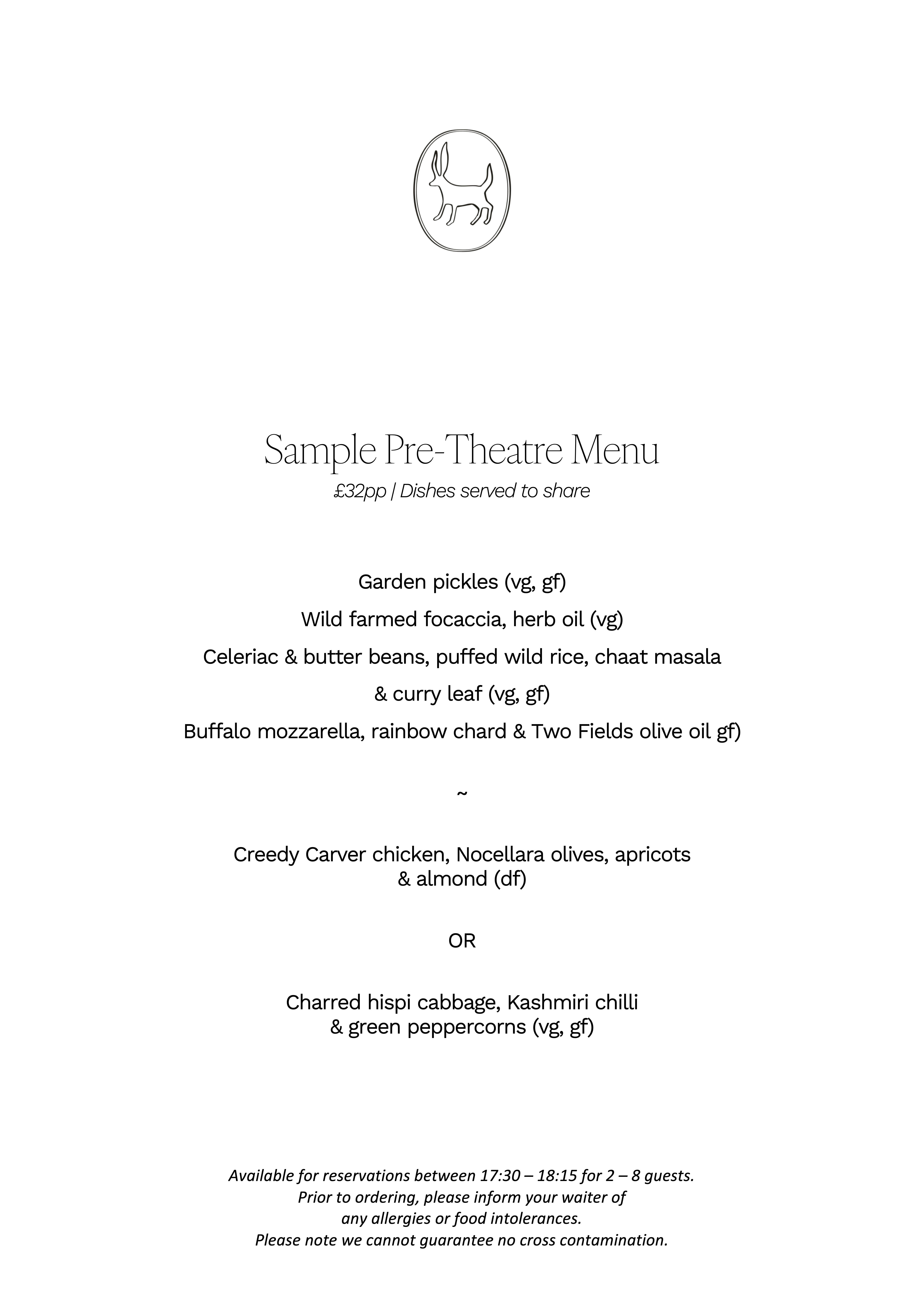 Wild by Tart pre-theatre menu