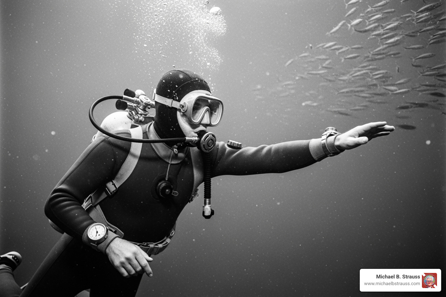 still from a classic scuba TV show - History of scuba diving
