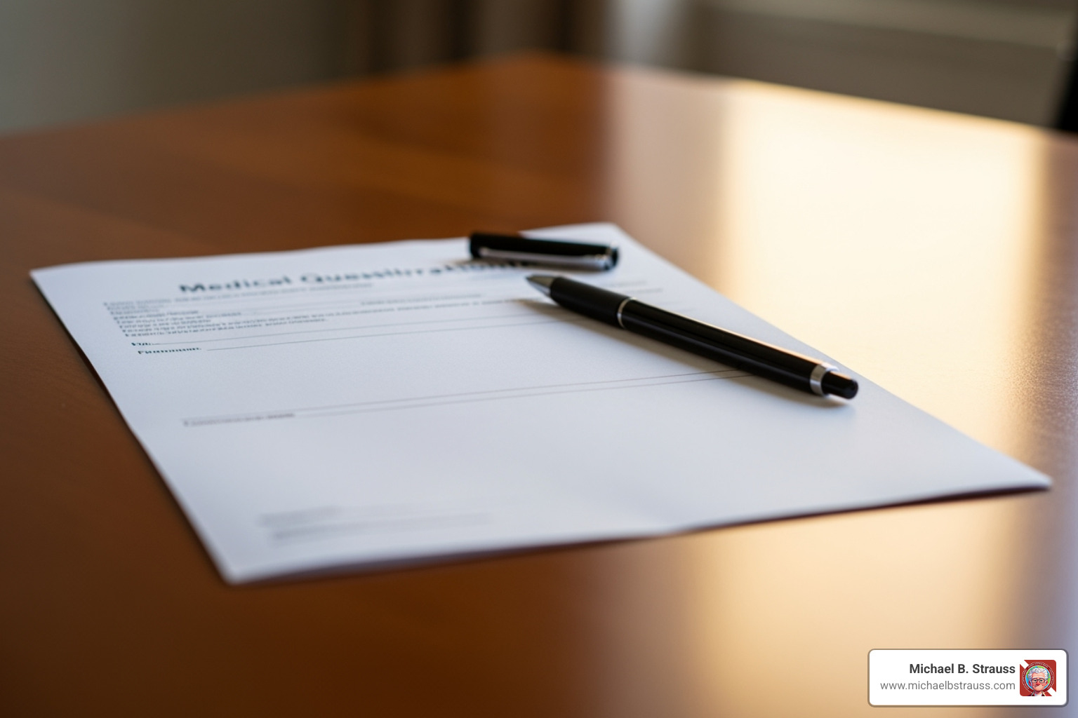 Image of the first page of the Diver Medical Participant Questionnaire - medically fit for diving