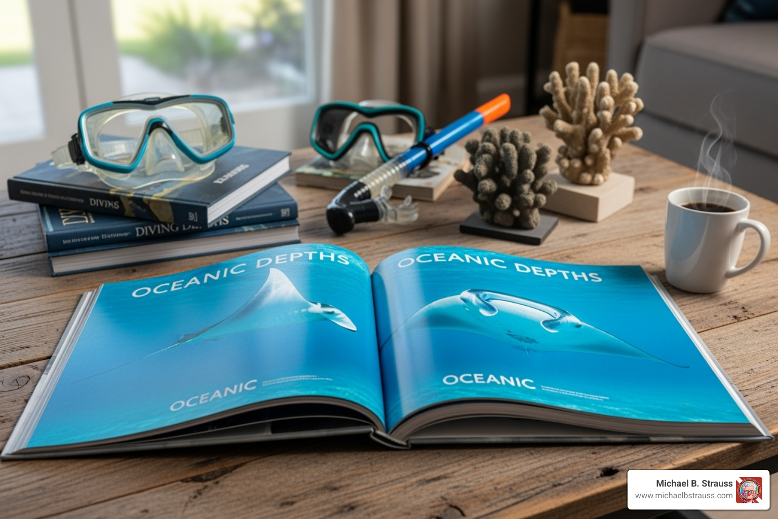 world map with dive sites - diving coffee table book
