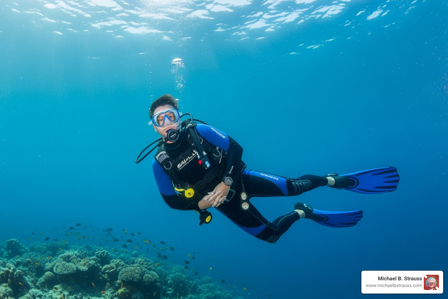 Diver performing a safety stop. - scuba diving medical conditions