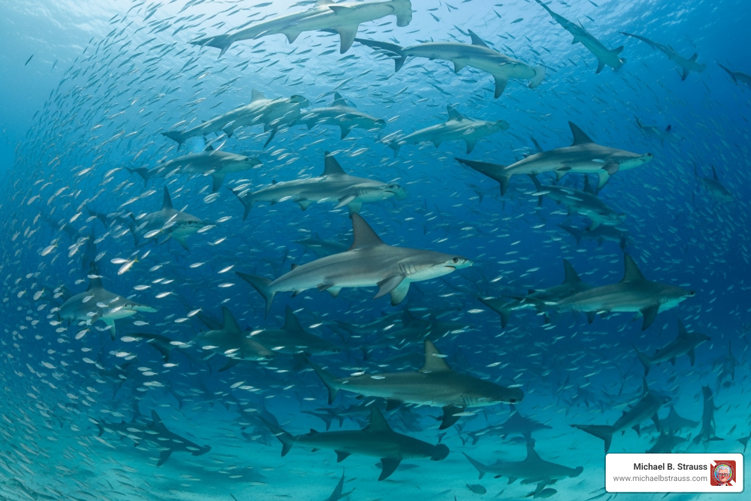 massive school of scalloped hammerheads - Diving with hammerhead sharks