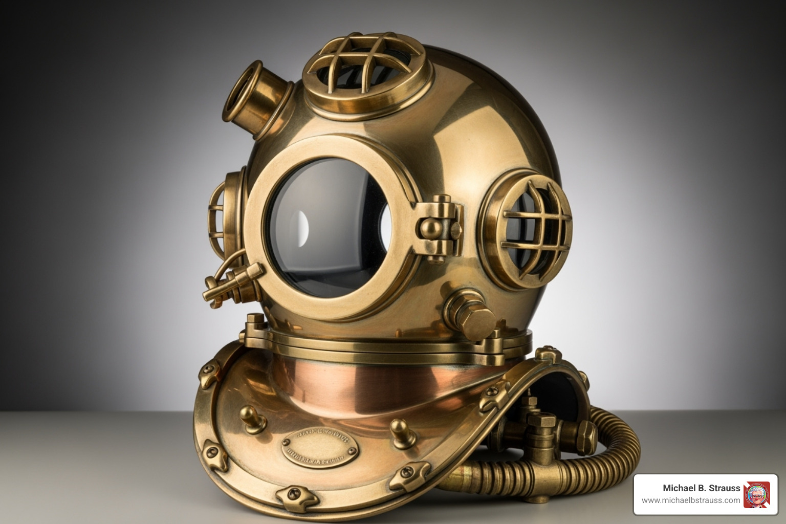 historical diving helmet as described in 'Helmets of the Deep' - best commercial diving books
