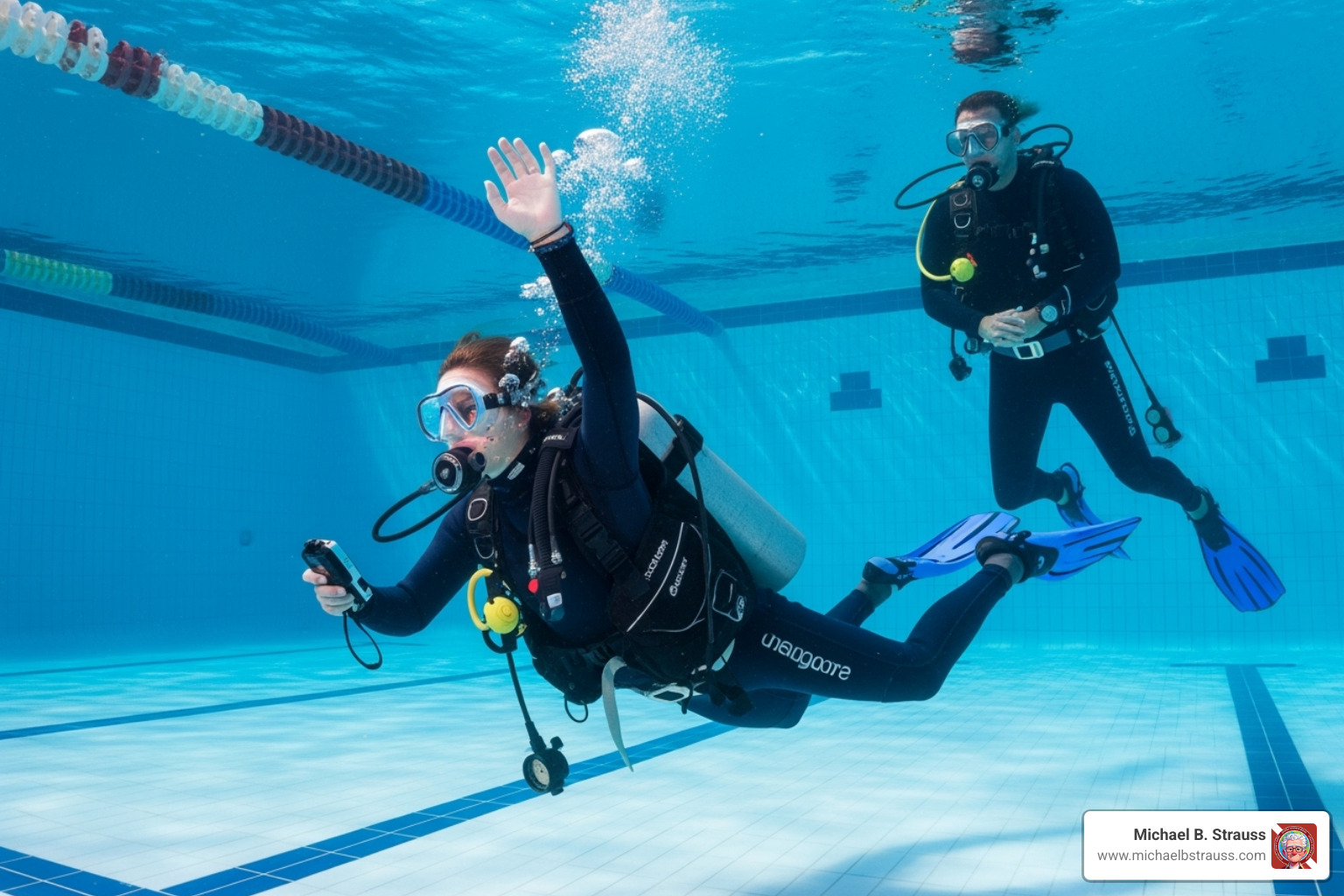 diver practicing safety drills in a controlled environment - effects of cold water diving