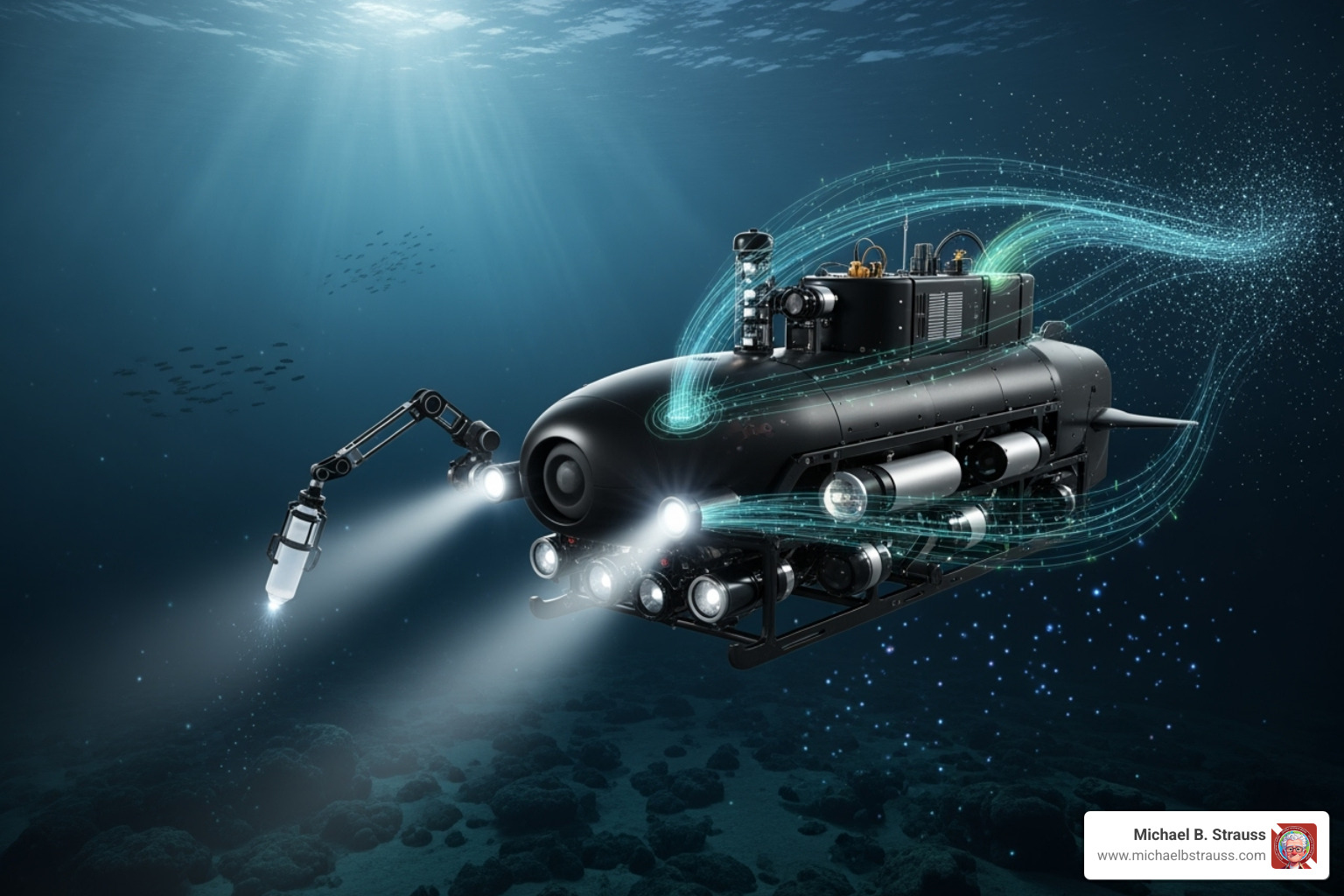 autonomous underwater vehicle (AUV) collecting data - underwater communication