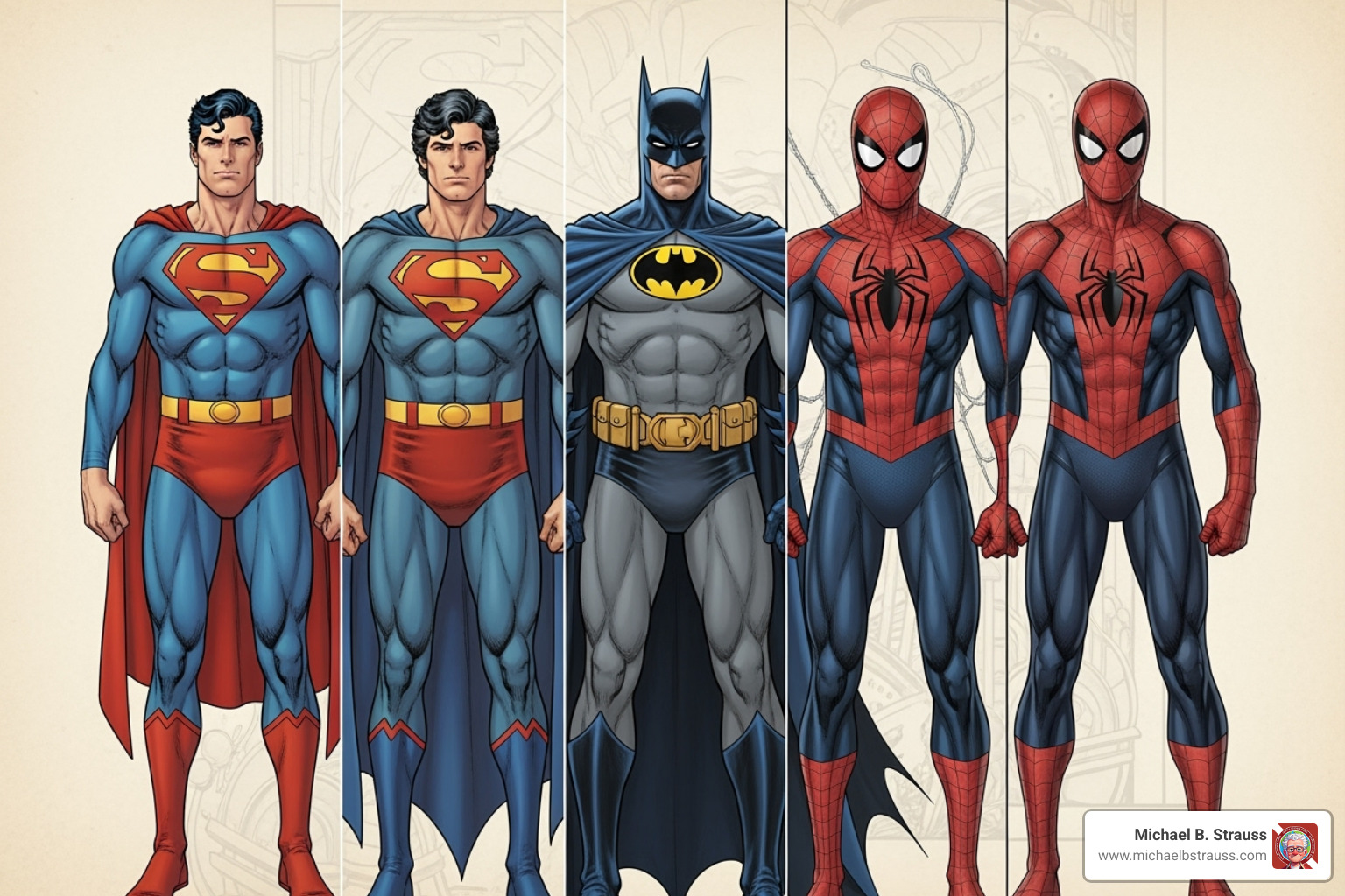 Evolution of iconic comic book character designs - comic book artists