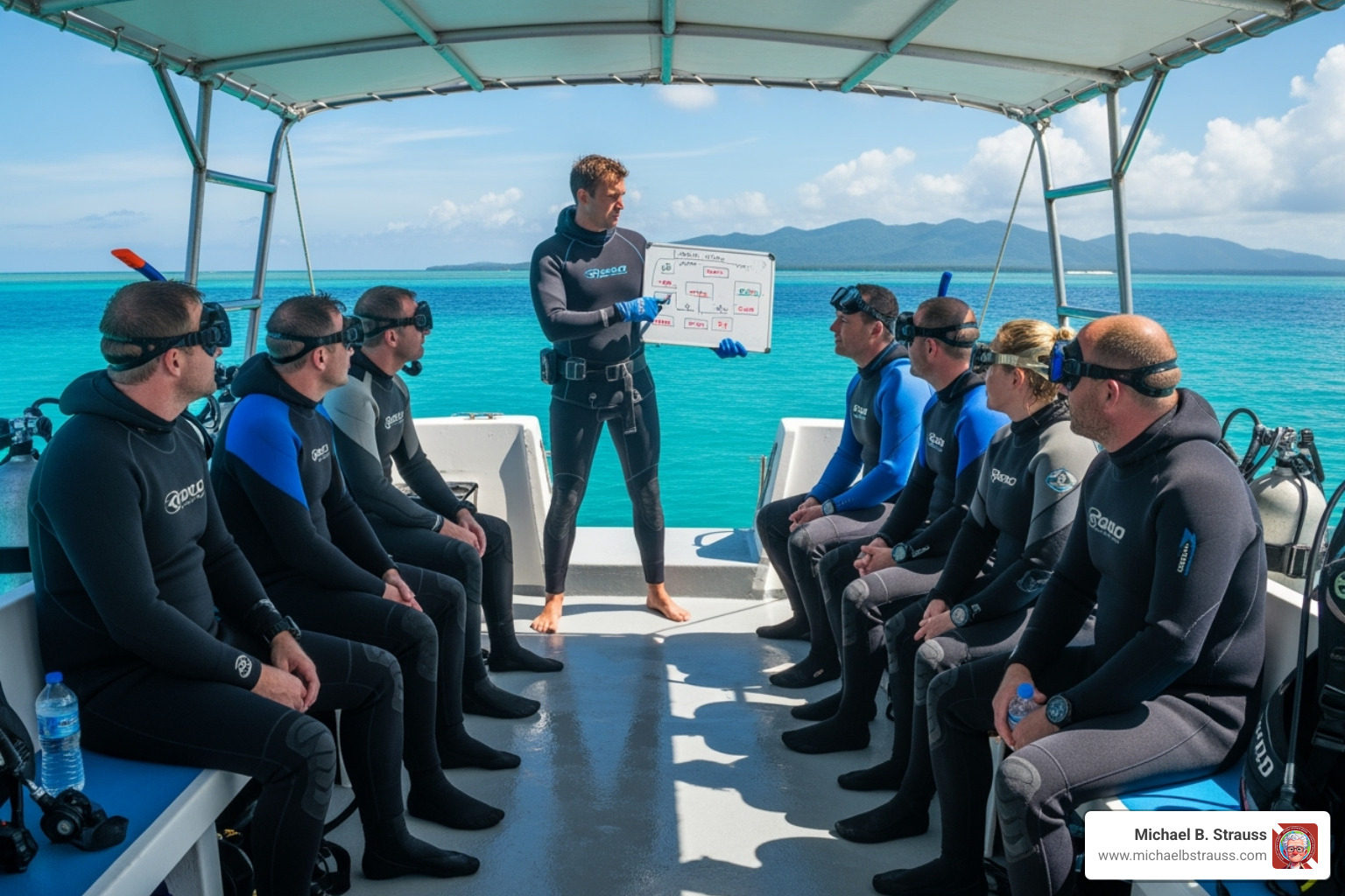 dive master briefing a group of divers on a boat - diving accident statistics dive master briefing a group of divers on a boat - diving accident statistics