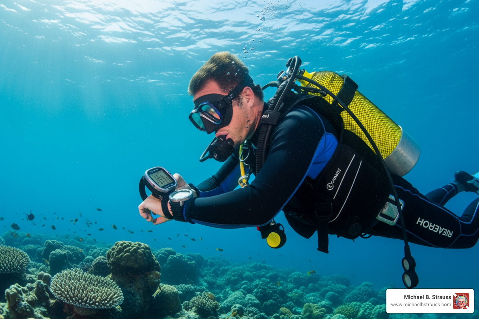 diver checking dive computer - how do you prevent decompression sickness diver checking dive computer - how do you prevent decompression sickness