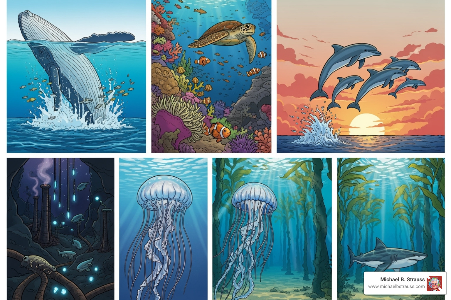 a collage of different marine biology comic panels - marine biology comics