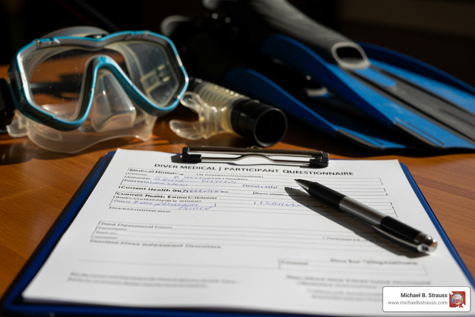 YES/NO section of the Diver Medical Participant Questionnaire - dive medical form
