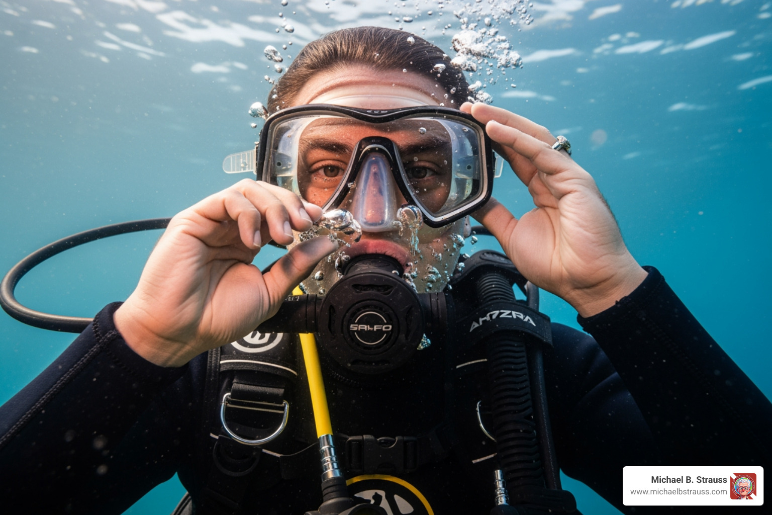 scuba diver equalizing underwater - ear equalization techniques
