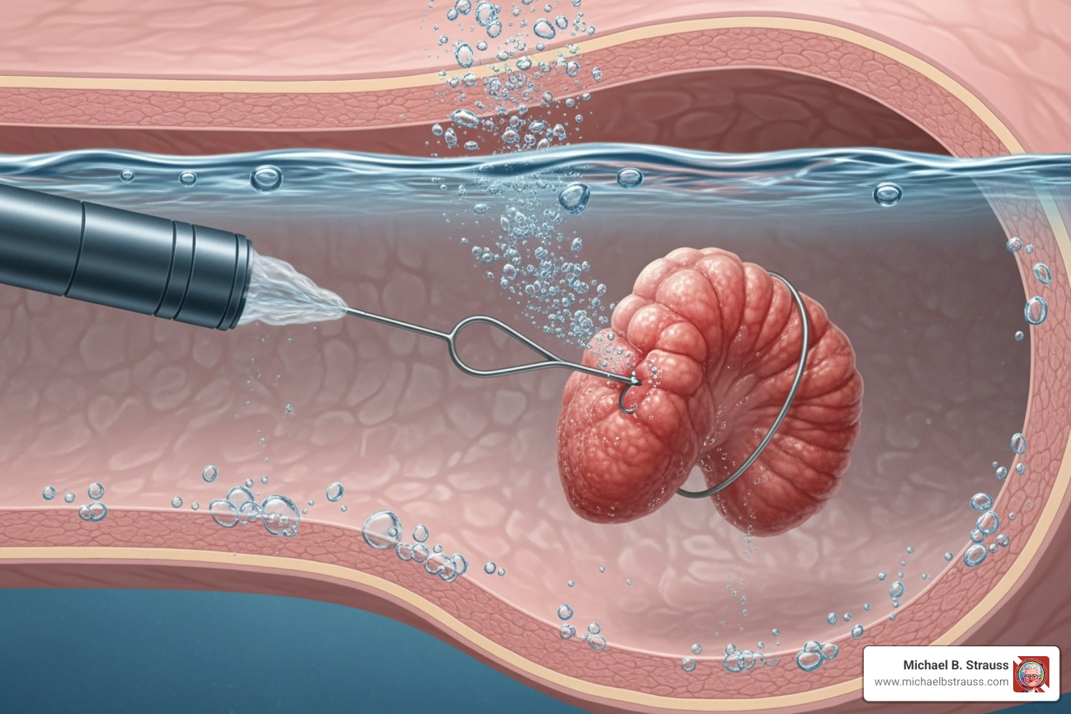 illustrating the U-EMR procedure on a colonic polyp - underwater surgery techniques