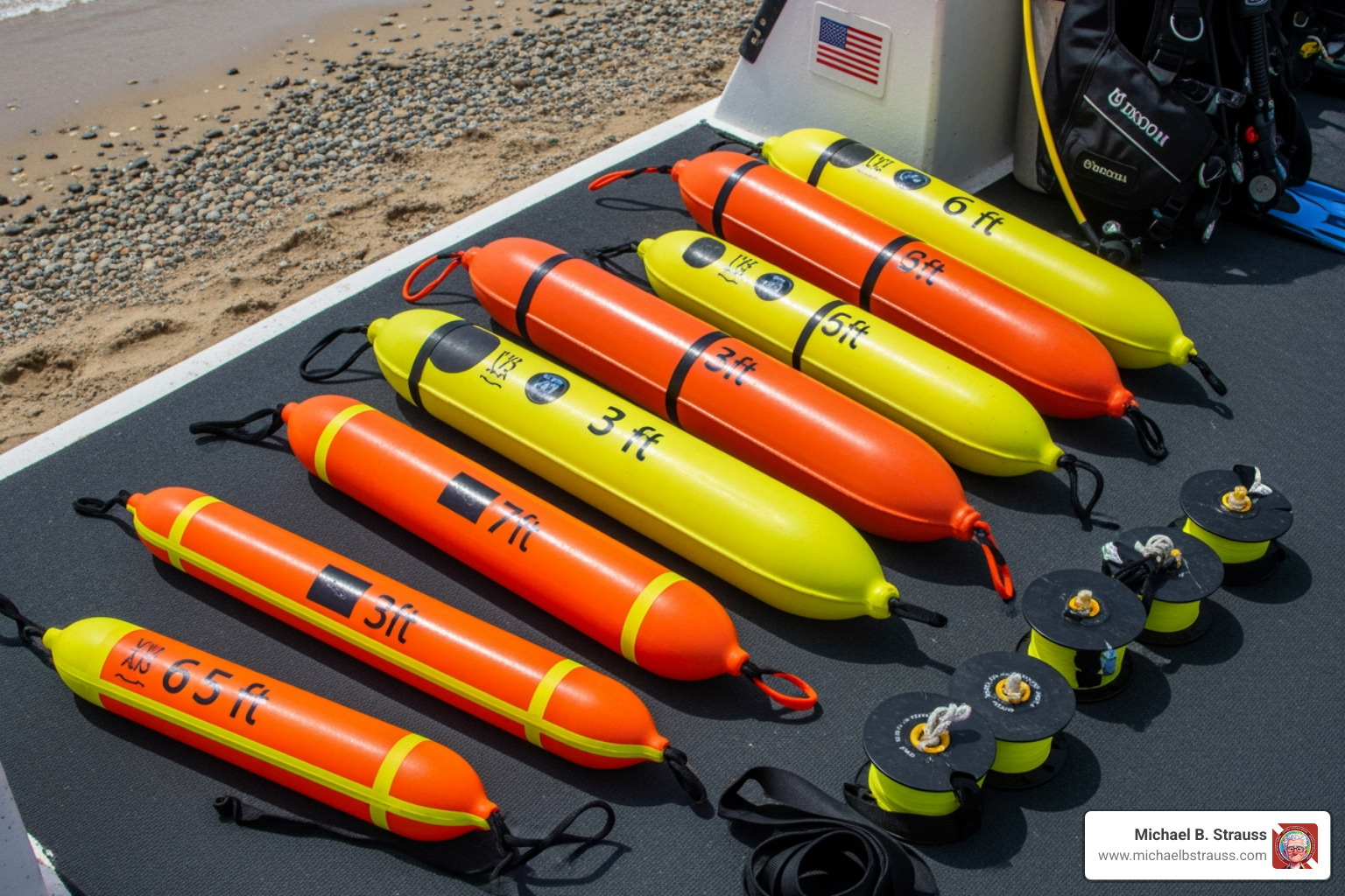 Various safety sausage sizes from 3 to 6 feet - dive safety sausage Various safety sausage sizes from 3 to 6 feet - dive safety sausage