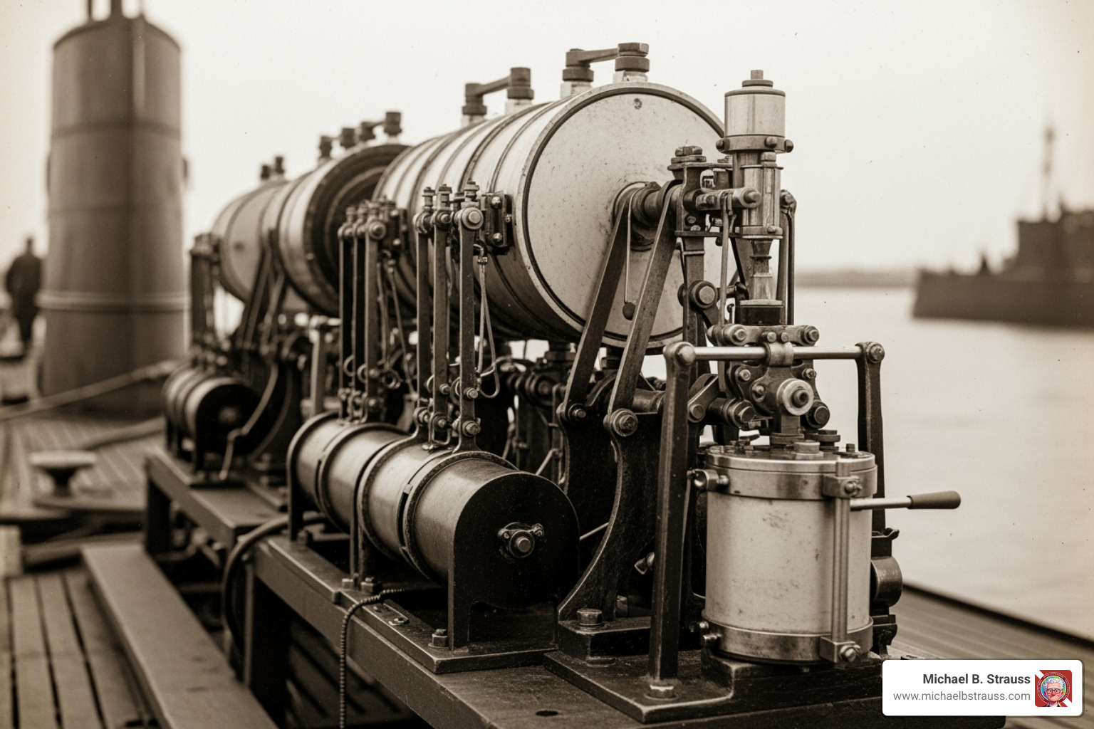 Historical Fessenden oscillator used for early underwater signaling - underwater communication systems