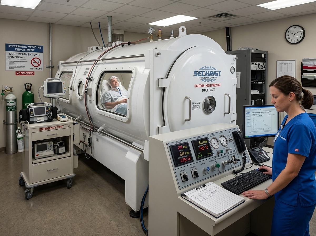 Professional hyperbaric decompression chamber used for treating altitude DCS - Altitude diving vs deep altitude medical